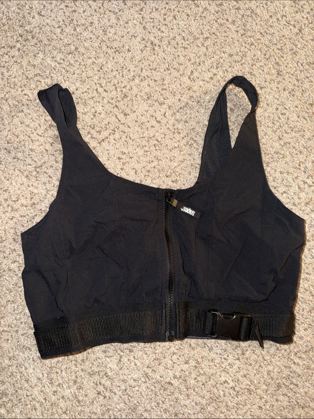 Snipes Black Front-Zip Sports Bra Size Large